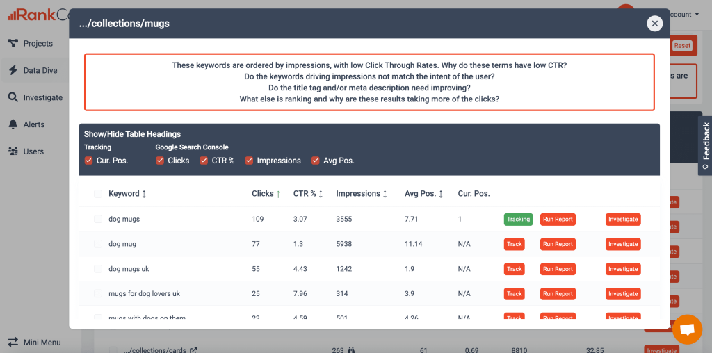 Data Dive - Keywords